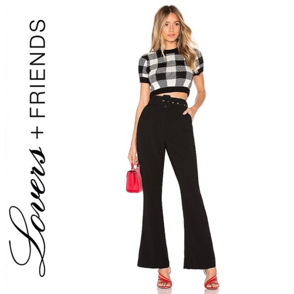 Lovers + Friends Keri Flared Bootcut Pants Trousers Slacks in Black Wide Belt XS - Picture 3 of 14